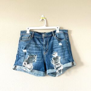 Forever 21 Distressed High Waisted Jean Shorts
